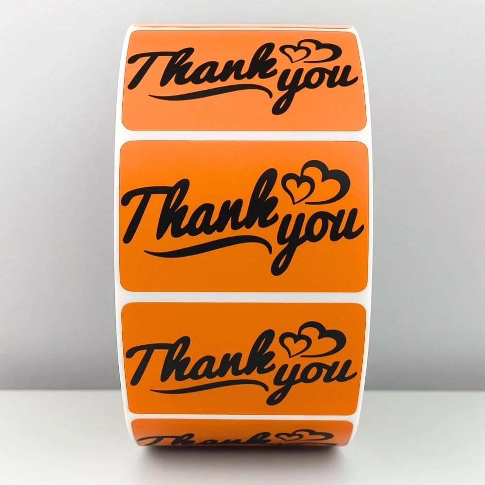 Thank You Stickers with Hearts – Modern Script Labels for Small Business